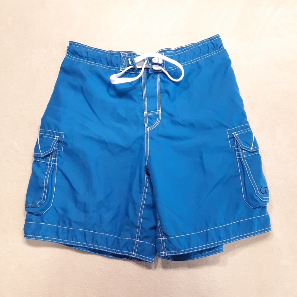 Op Ocean Pacific Mens Cargo Pocket Boardshorts Large Blue Full Mesh Lined